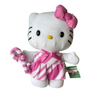NWT RARE Hello Kitty Pink & White Striped Candy Cane Plush Stuffed Greeter